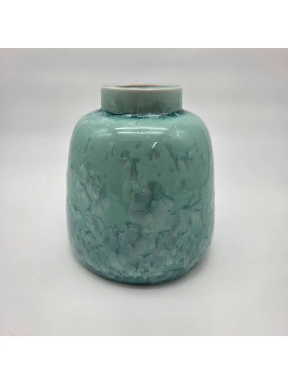 Teal Crystalline Glaze Art Pottery Vase